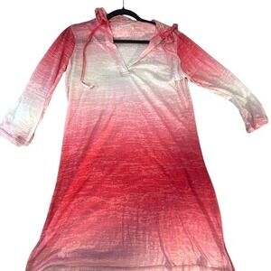 Balance Collection Burnout Hoodie Dress Pink Ombre Coverup - Large